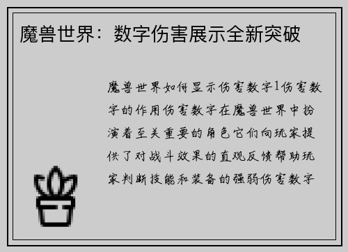 魔兽世界：数字伤害展示全新突破